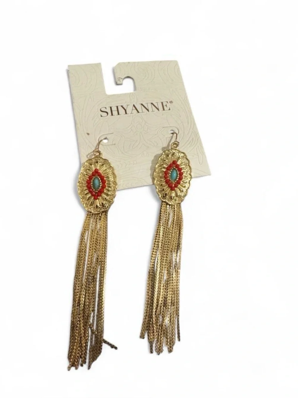 Shyanne Gold Chain Tassel Drop Earrings
